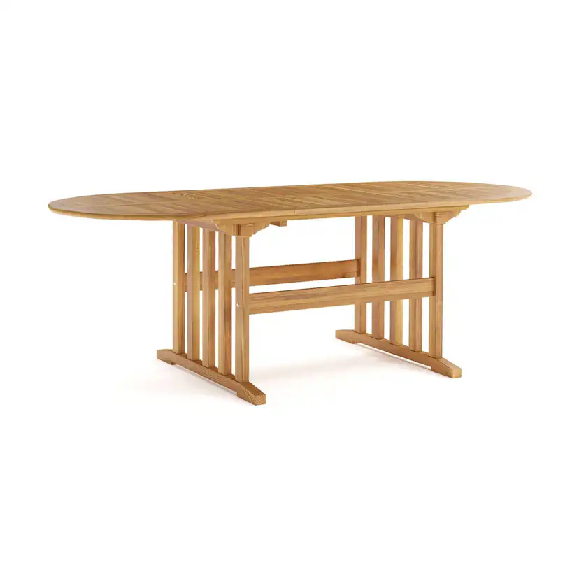 Trädgårdsbord deNoord Menorca Ovalt Förlängningbart Matbord i trä Utomhus 90x150 cm