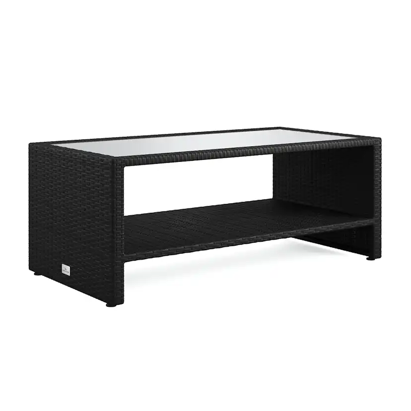 Loungebord Comfort Garden Bahamas Soffbord med hylla Utomhus 113 cm Konstrotting