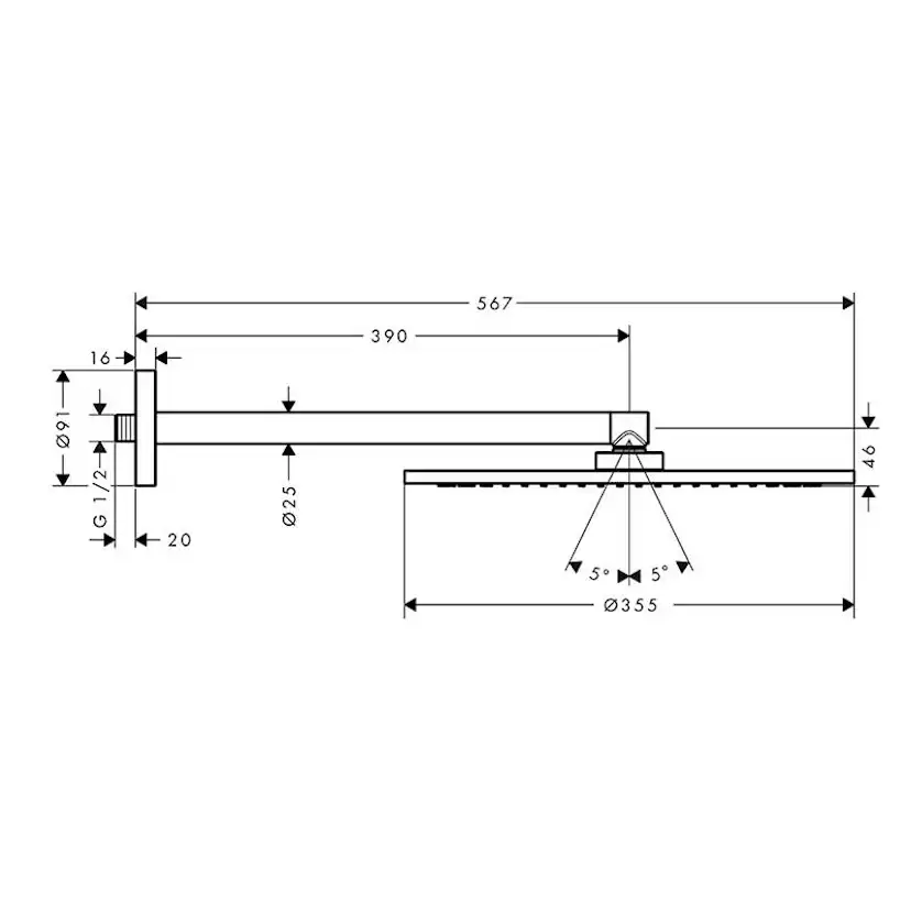 Takdusch Axor ShowerSolutions 350 1jet för Väggmontage
