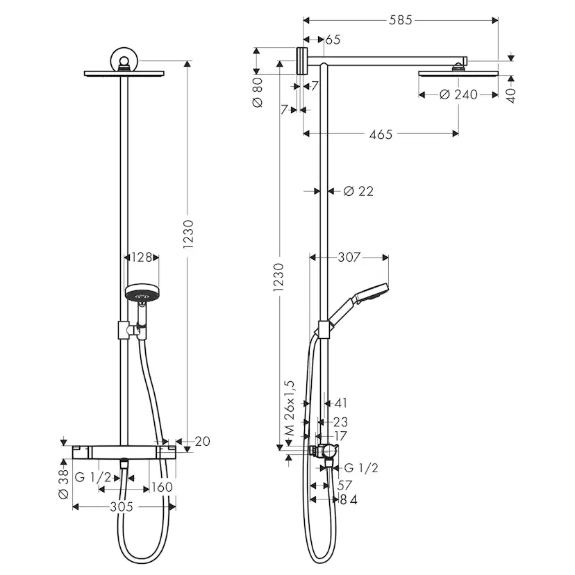 Takduschset Hansgrohe Raindance Air 240 Comfort Showerpipe