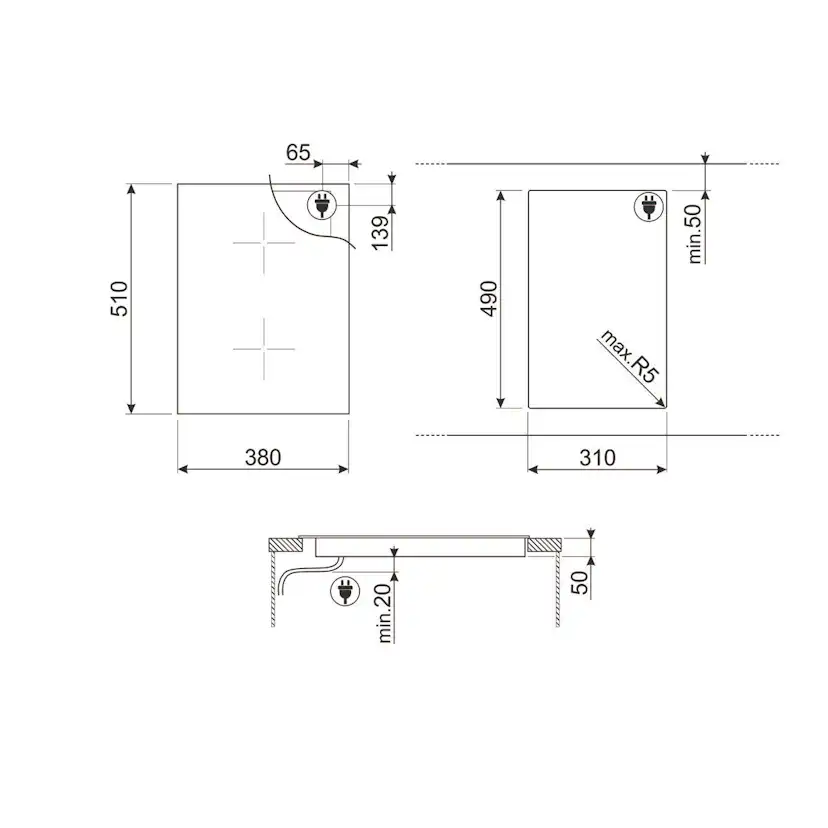 Induktionshäll Smeg Universal SIM3323D Svart med Barnlås och Timerfunktion