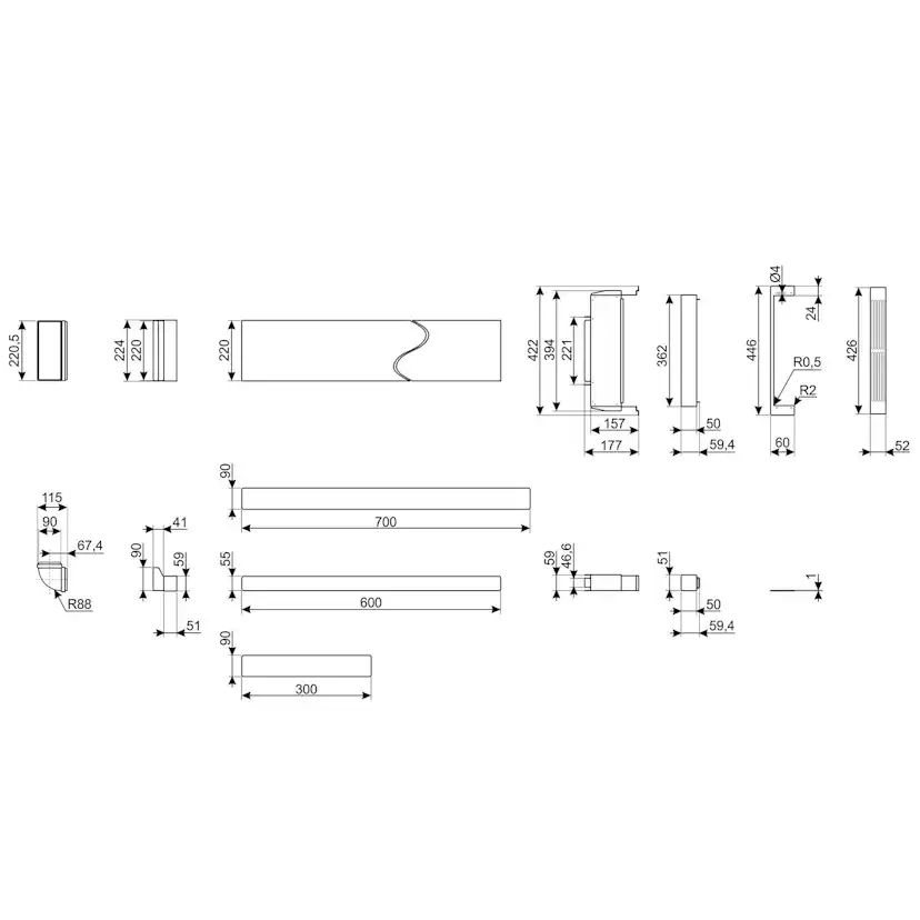Kolfilter Smeg KITF6HOBD till Köksfläkt