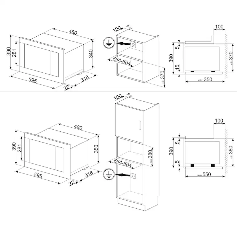 Mikrovågsugn Smeg Classic FMI320X2 Integrerad