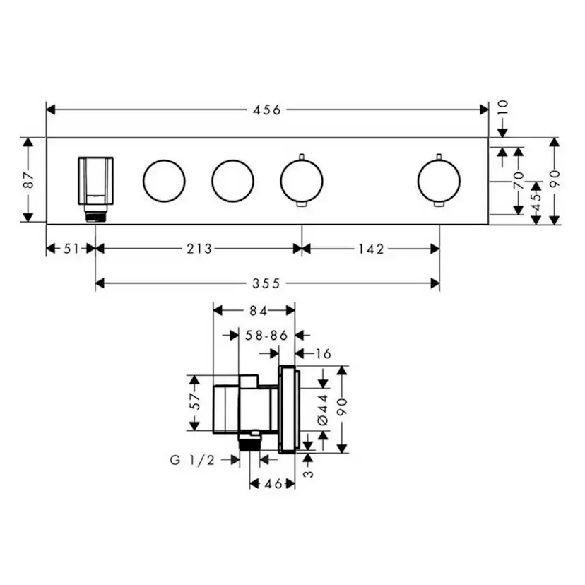 Termostatmodul Axor ShowerSolutions Select 460/90 2 Funktioner