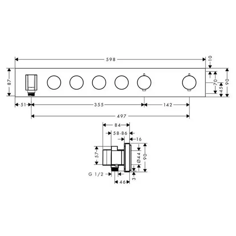Termostatmodul Axor ShowerSolutions Select 600/90 4 Funktioner