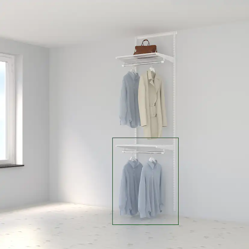 Tilläggspaket 2 Elfa Klädstång och Hylla B: 607 mm