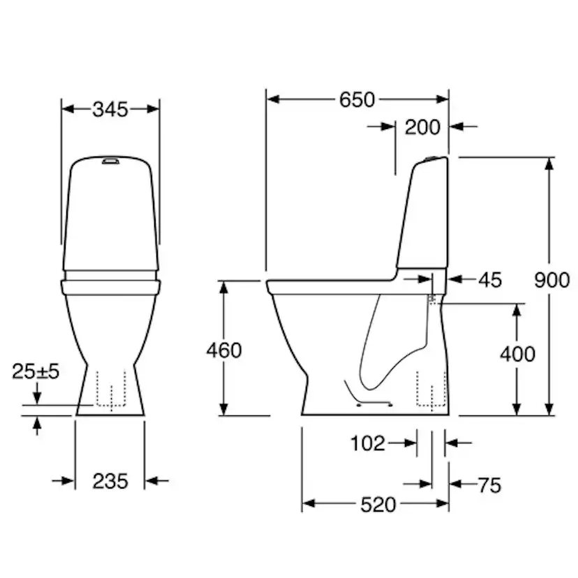 Toalettstol Gustavsberg Nautic 1546 Hygienic Flush Hög Modell