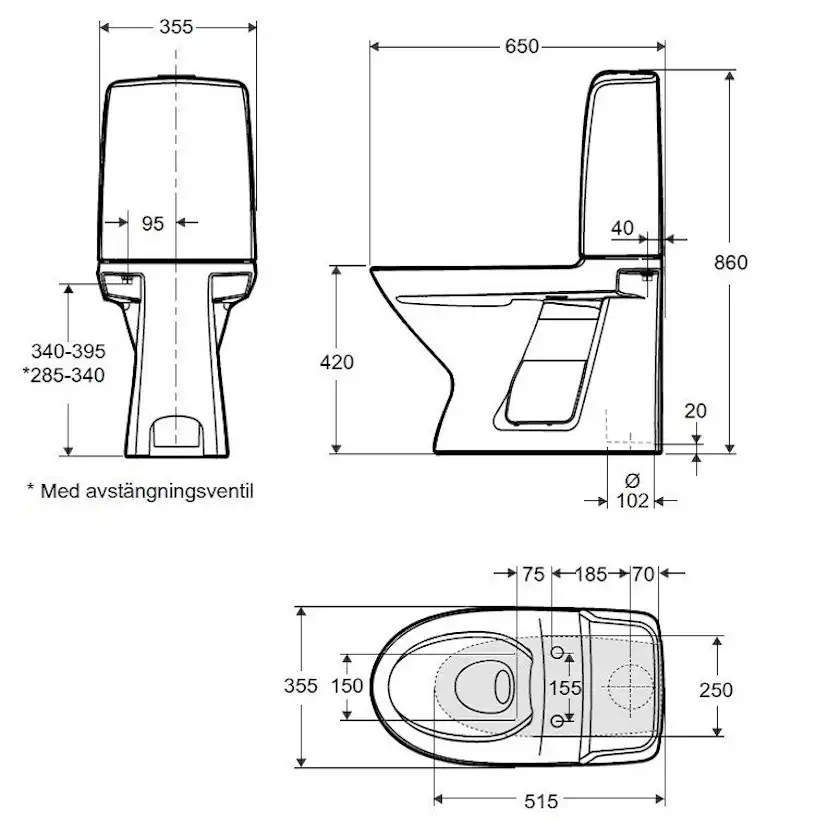 Toalettstol Ifö Spira 6260 Rimfree för Limning