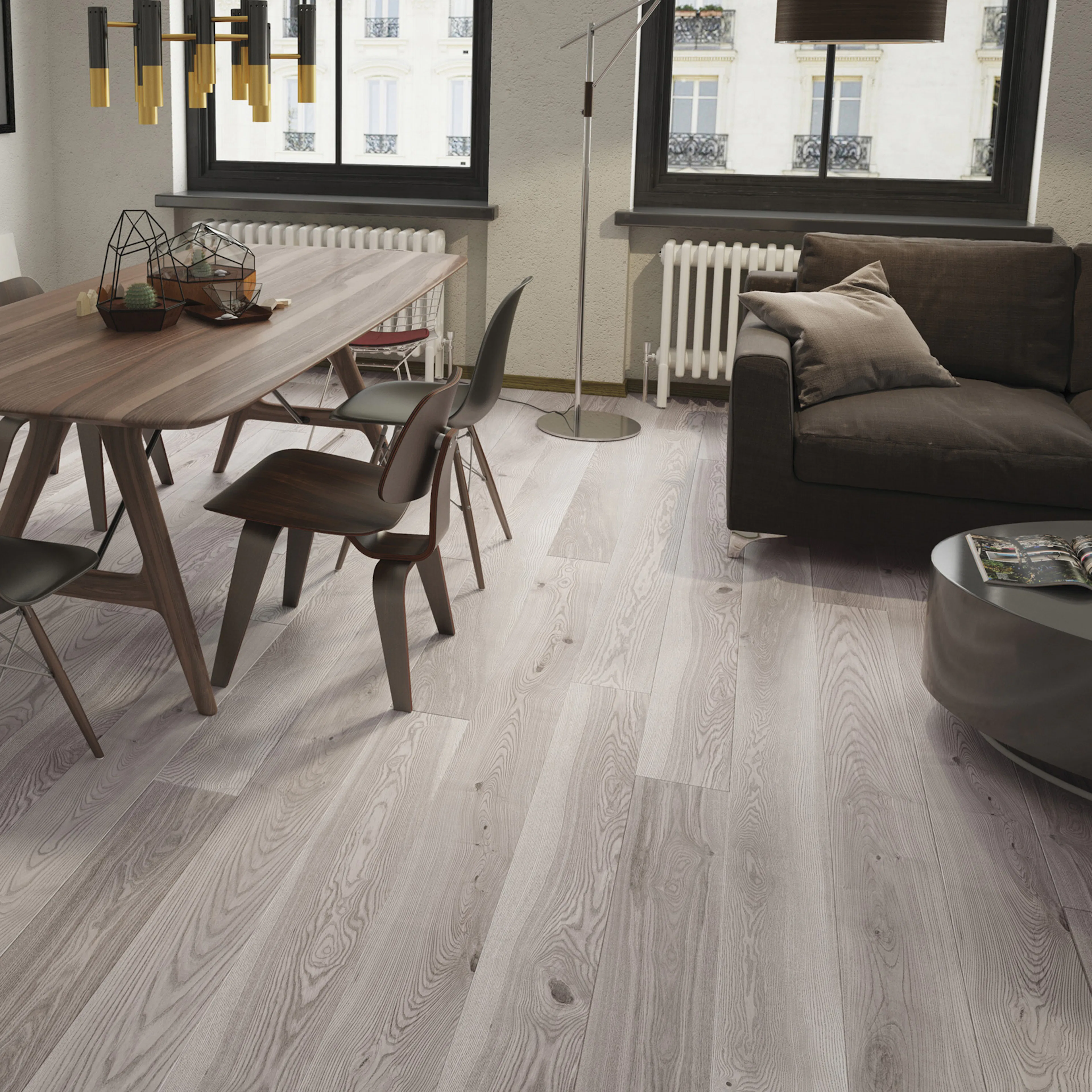 Trägolv Arena XL Plank Ask Ljusgrå, Mattlackat 1-Stavs Parkettgolv