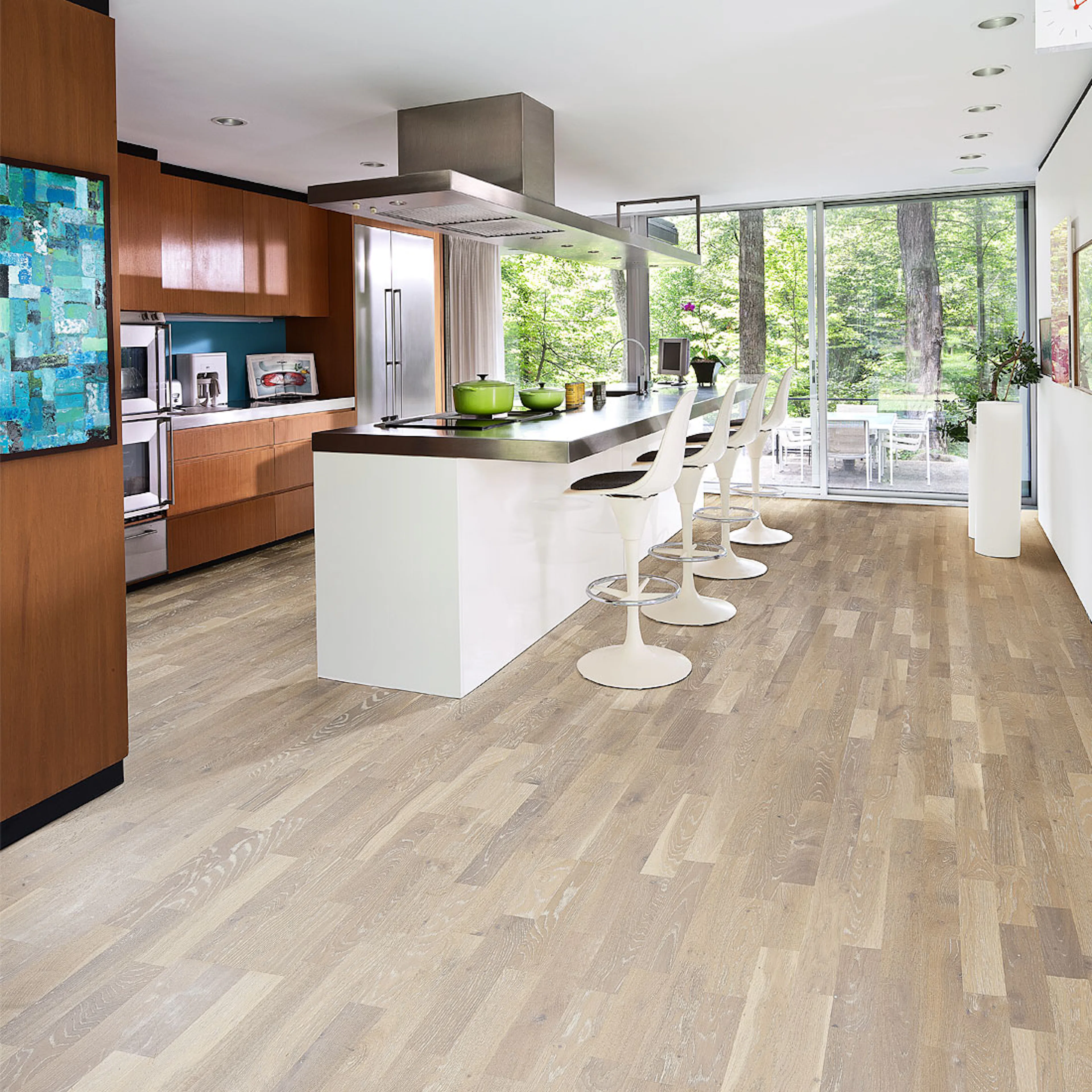 Parkettgolv Kährs Limestone Vit Mattlackad Borstad Ek 3-stav