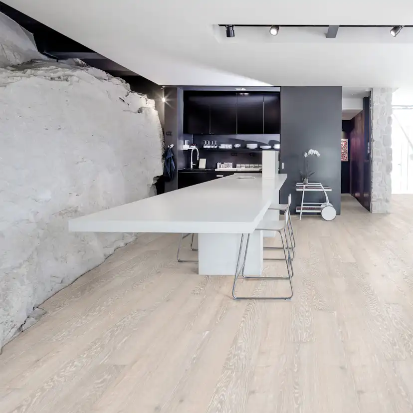 Parkettgolv Kährs Nouveau Snow Vit Mattlack Borstad Ek 2266 mm 1-stav