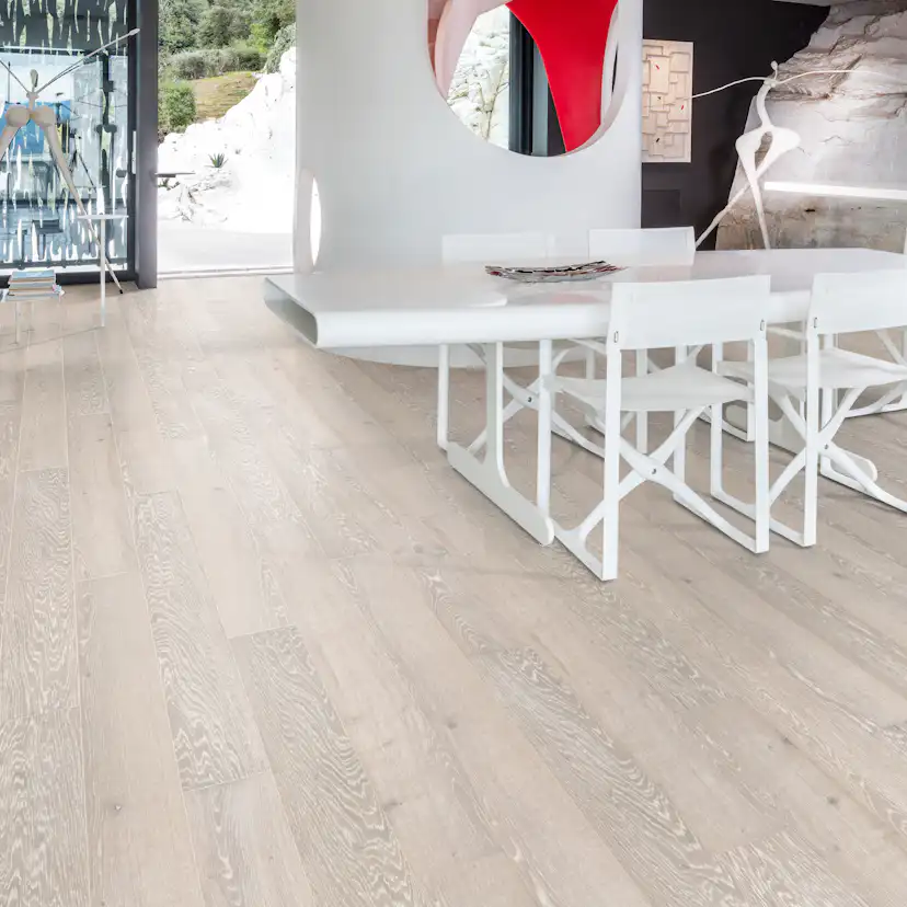 Parkettgolv Kährs Nouveau Snow Vit Mattlack Borstad Ek 2266 mm 1-stav