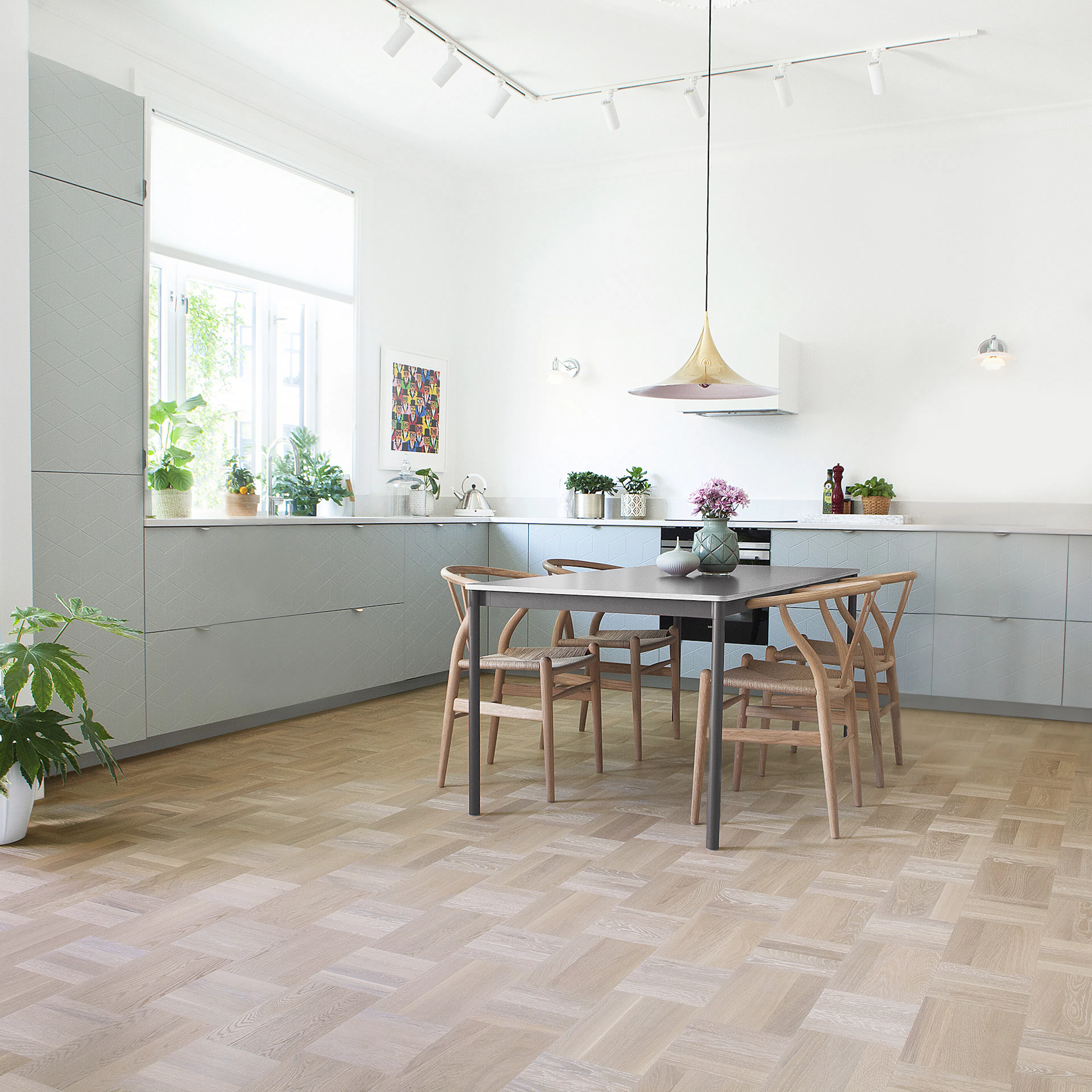 Trägolv Tarkett Noble Ek Scandinavia, Borstat Parkettgolv med Holländskt Mönster