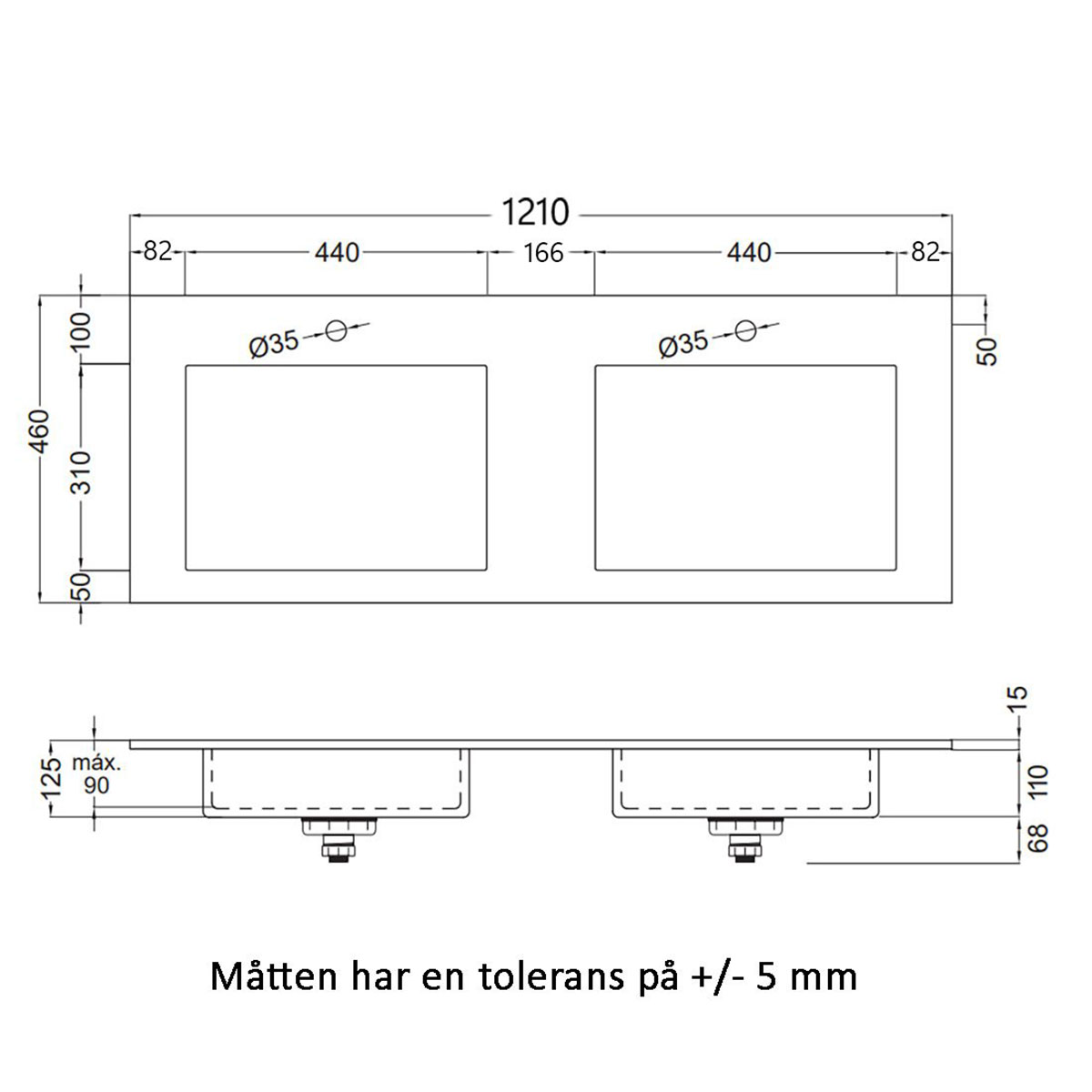 Tvättställ Solid Surface Tenfors Flow Solid Surface