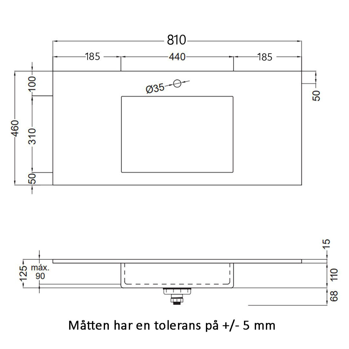 Tvättställ Solid Surface Tenfors Flow Solid Surface