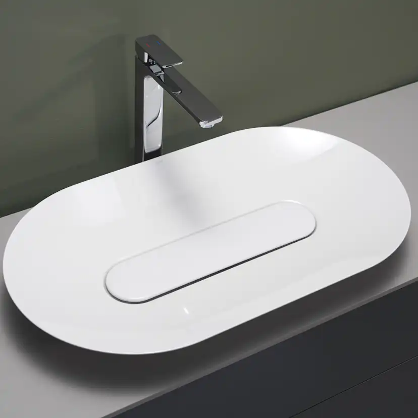 Tvättställ Hafa Edge Oval Glaserat Stål