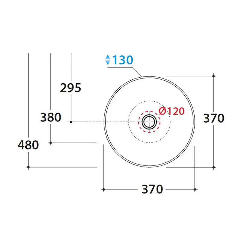 Tvättställ Globo T-EDGE 370 mm