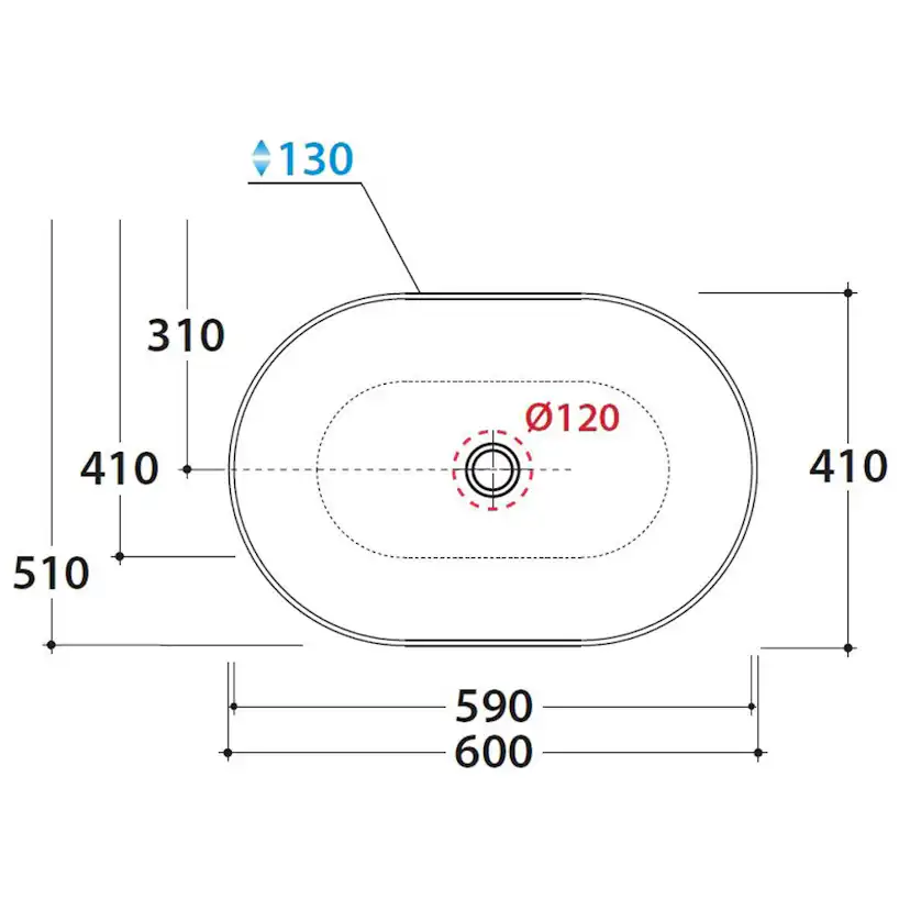Tvättställ Globo T-EDGE 600 mm