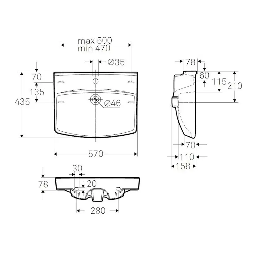 Tvättställ Ifö Spira 15022 57 cm