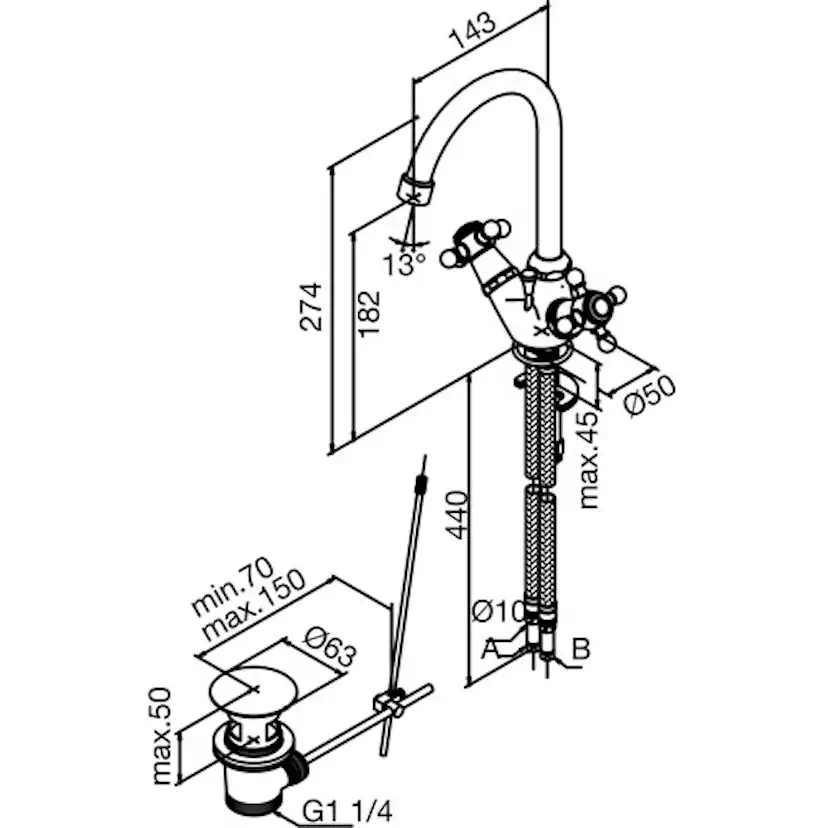 Tvättställsblandare Damixa Tradition 274