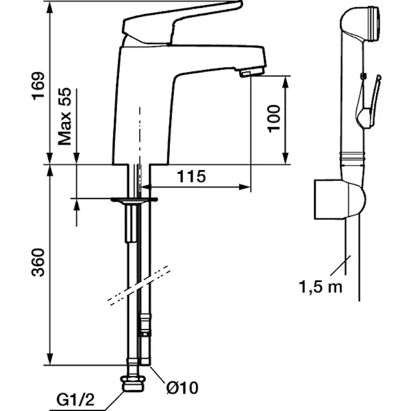 Tvättställsblandare FM Mattsson Siljan med Handdusch
