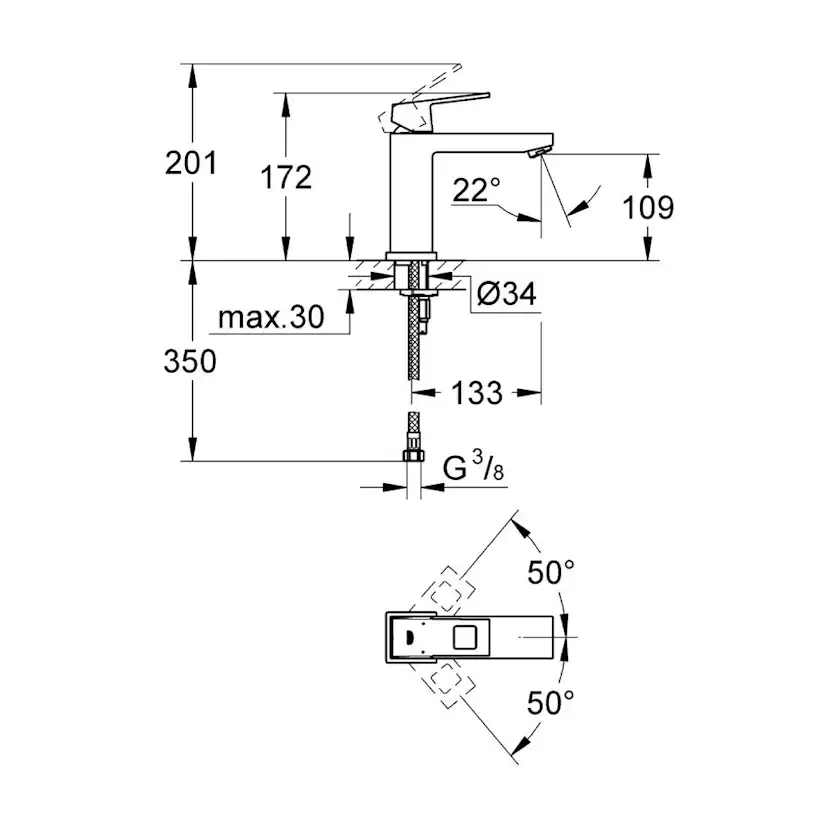 Tvättställsblandare Grohe Eurocube med EcoJoy
