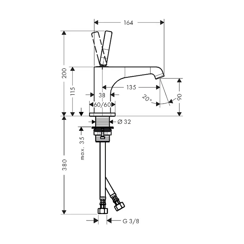 Tvättställsblandare Axor Citterio E 90 utan Lyftventil