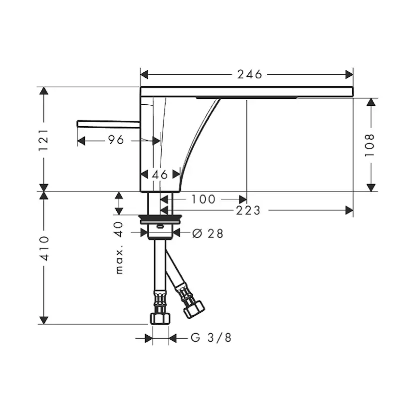 Tvättställsblandare Axor Massaud 110 med Låg Pip