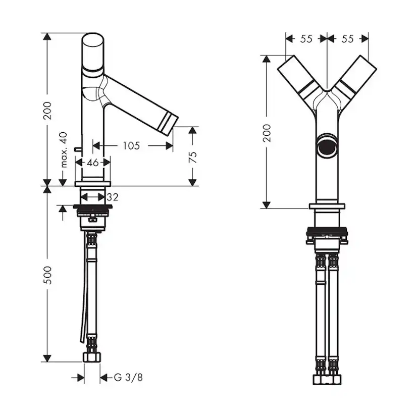 Tvättställsblandare Axor Starck 80 2-grepps