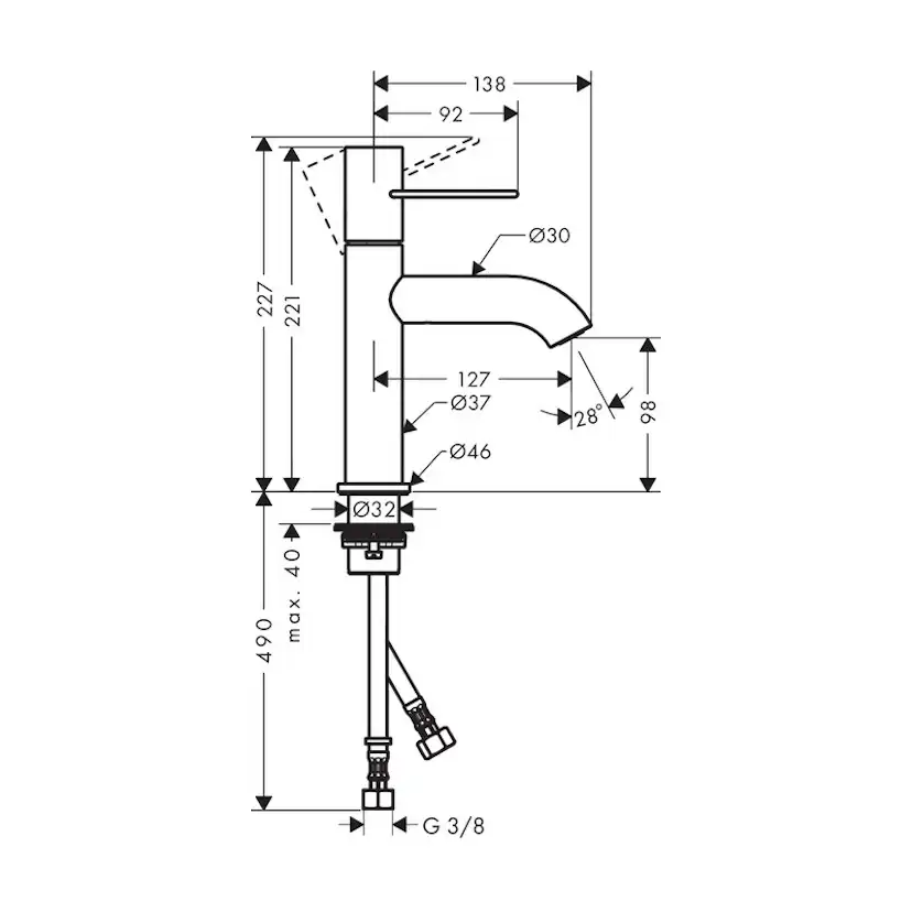 Tvättställsblandare Axor Uno 100