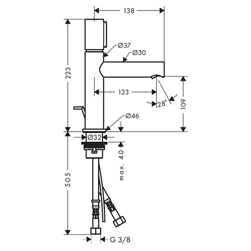 Tvättställsblandare Axor Uno 110 Select