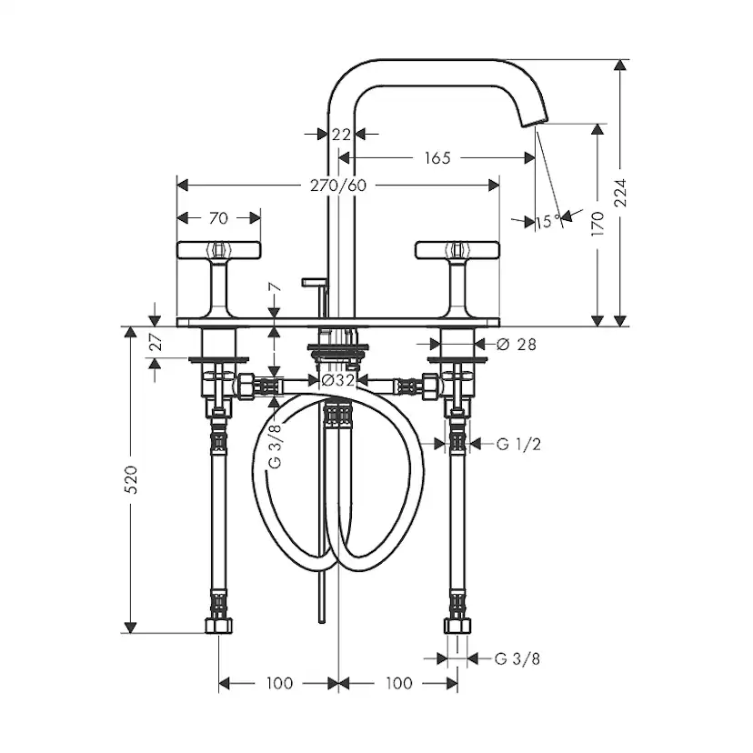 Tvättställsblandare Axor Citterio E 3-håls