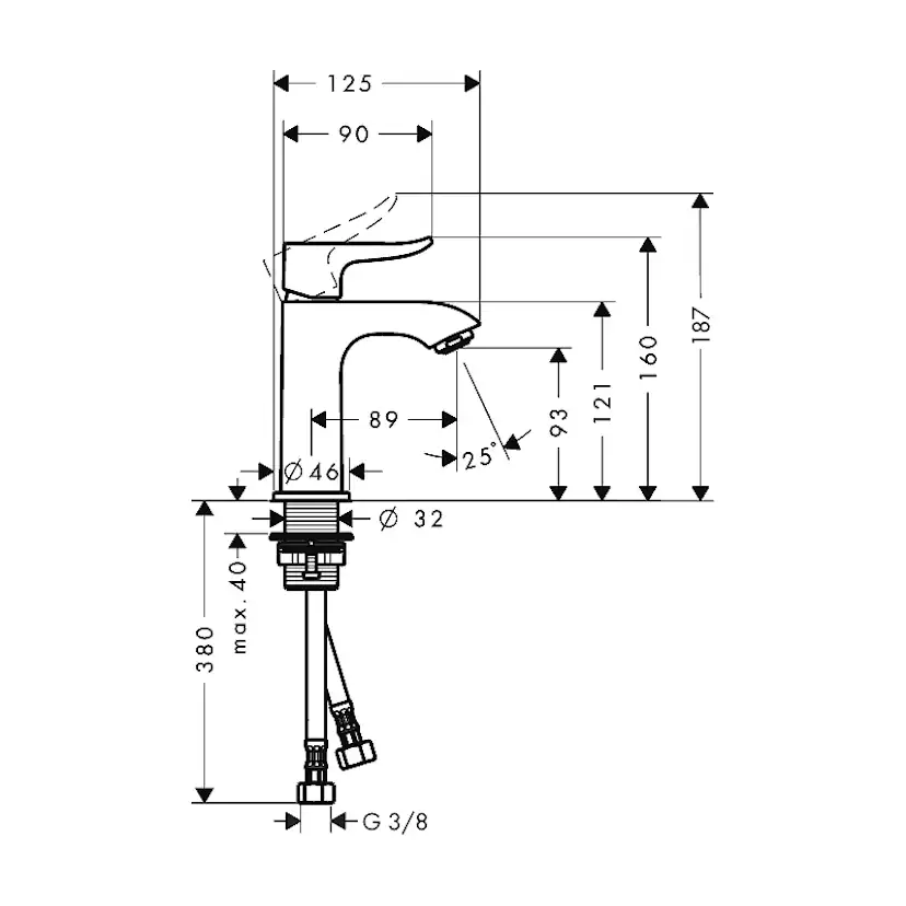 Tvättställsblandare Hansgrohe Metris 100