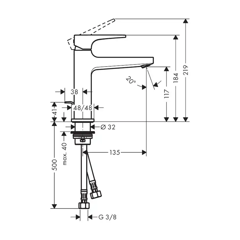 Tvättställsblandare Hansgrohe Metropol 110 med Lyftventil