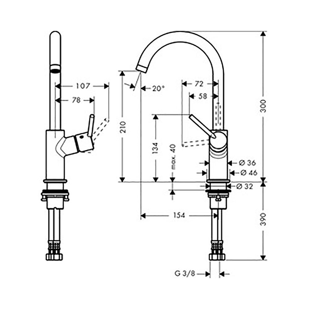 Tvättställsblandare Hansgrohe Talis 210 med Bottenventil