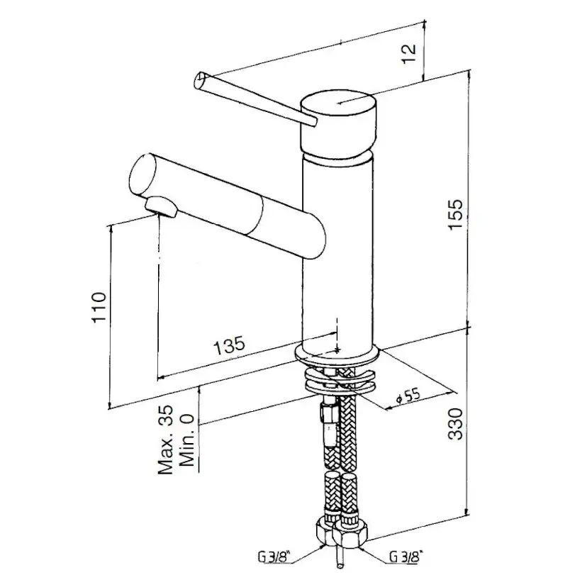 Tvättställsblandare Mariani Hermés HR393
