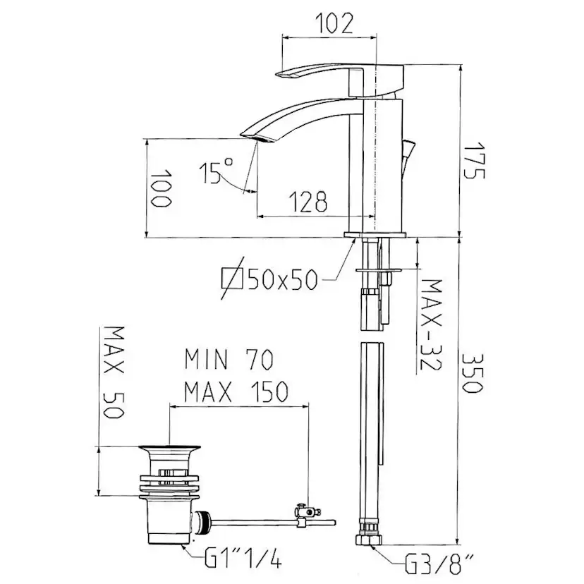 Tvättställsblandare Mariani Marte MA393