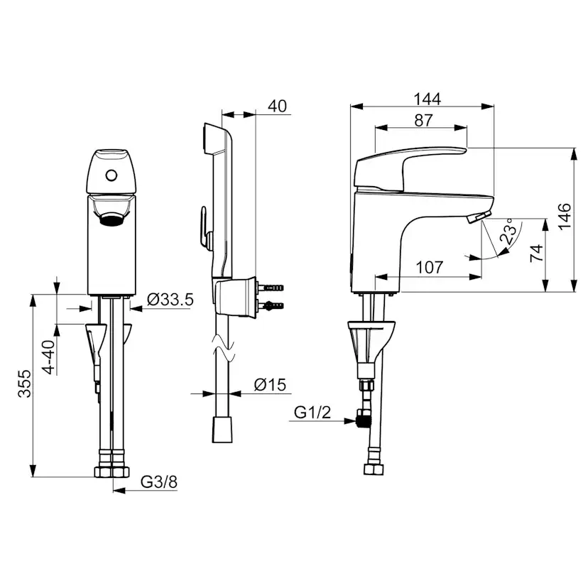 Tvättställsblandare Oras Safira med Bidetta Handdusch