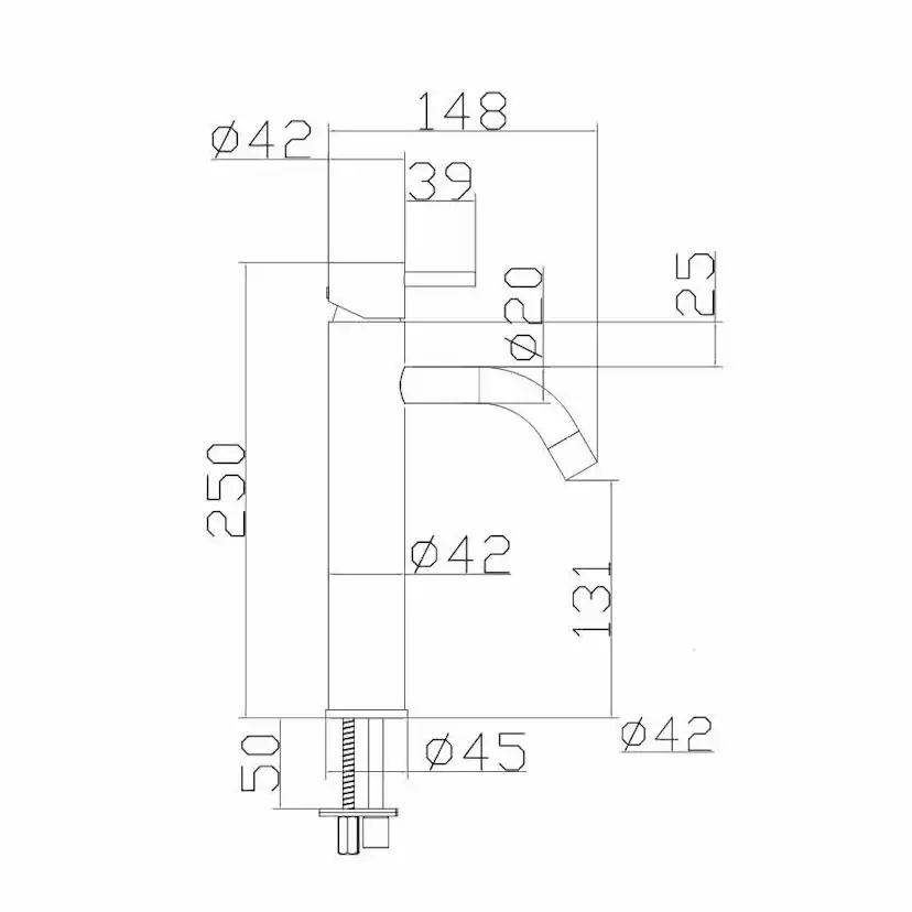 Tvättställsblandare Strand Stainless Koster Slim KS-2101