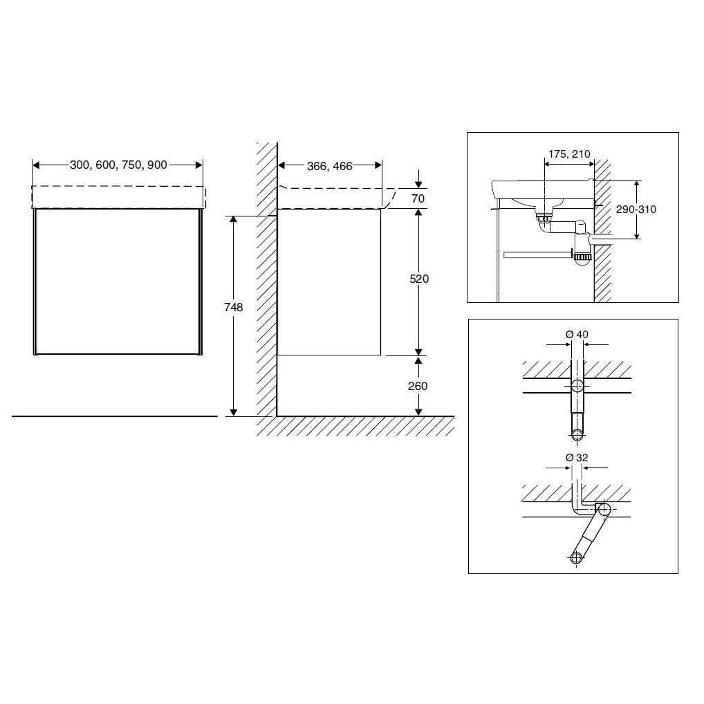 Tvättställsskåp Ifö Sense SPMP Compact