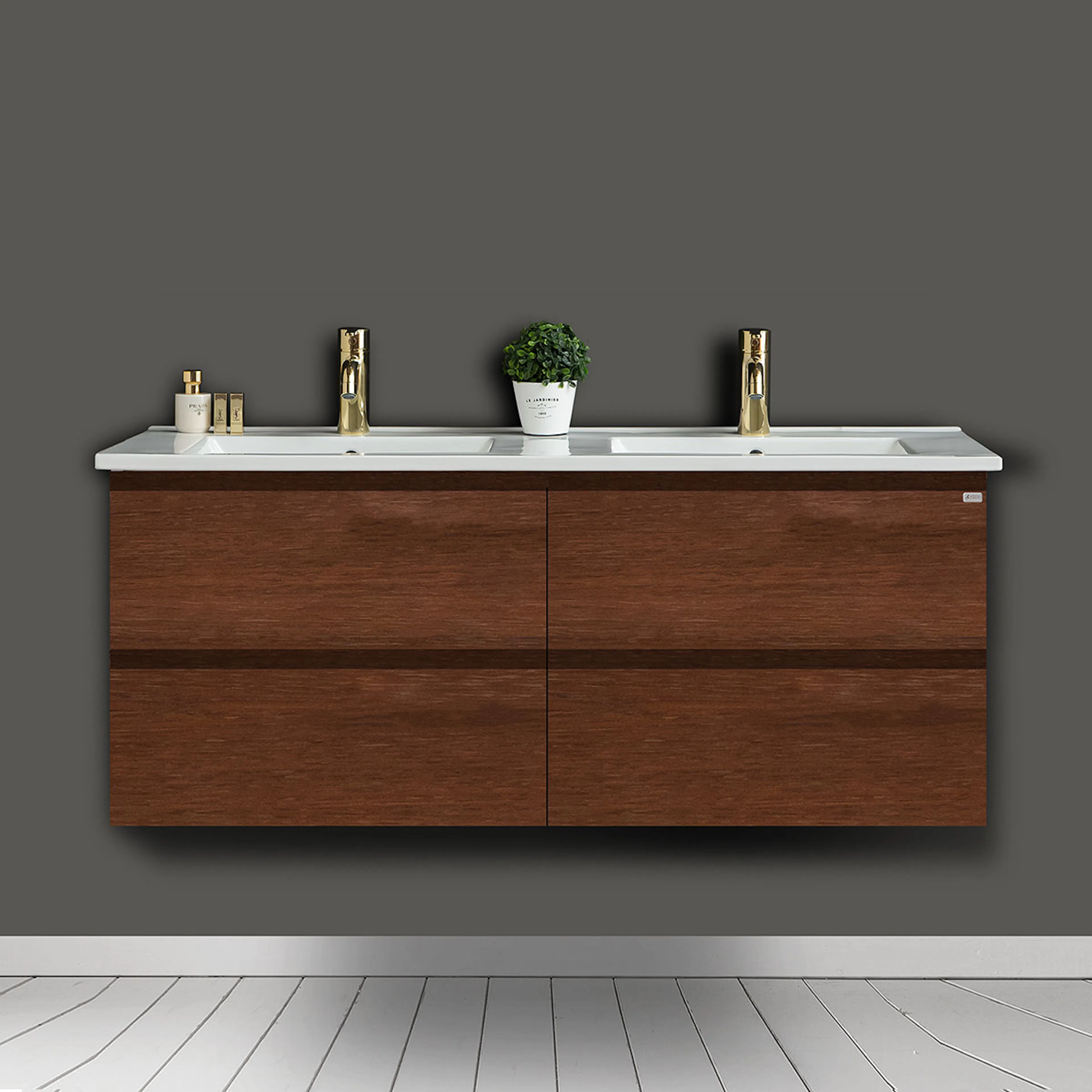 Tvättställsskåp 4AQUA Slim Med 4 Lådor & Grepplist