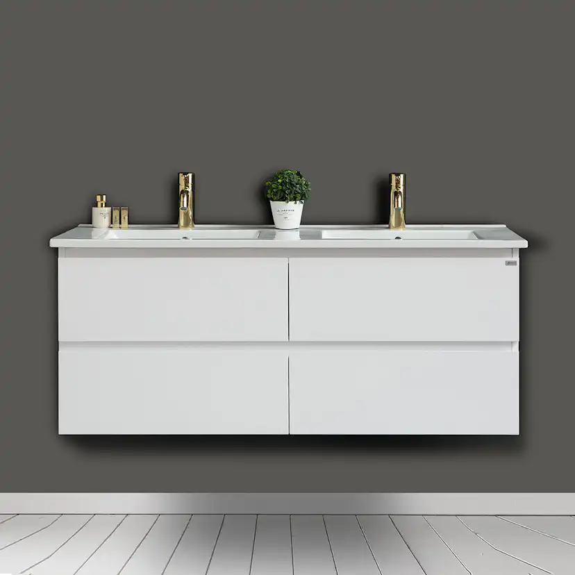 Tvättställsskåp 4AQUA Slim Med 4 Lådor & Grepplist