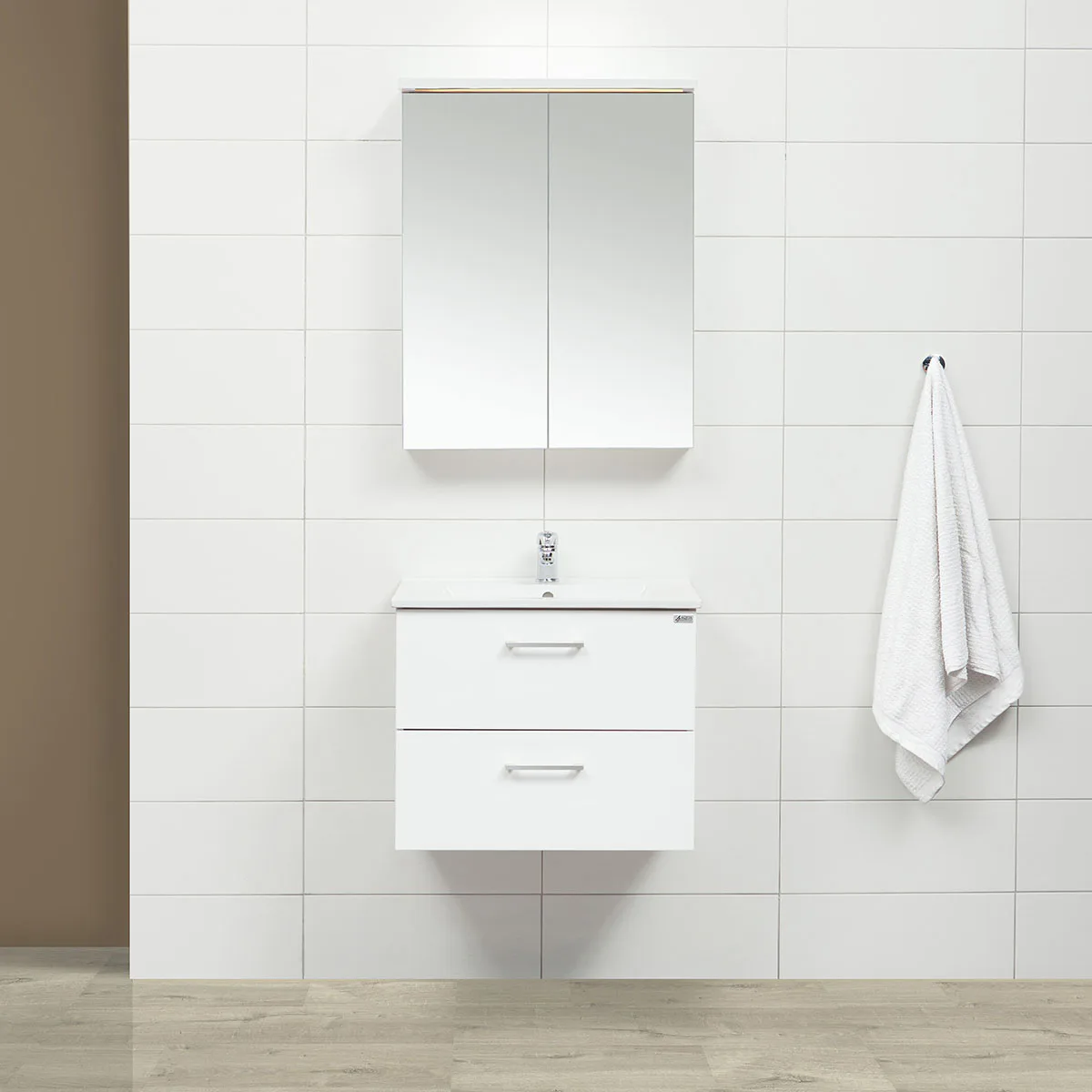 Möbelpaket 4AQUA Slim Vit 60 med Lådor och Spegelskåp