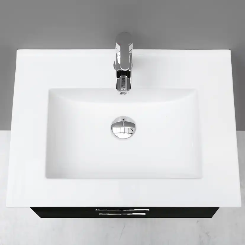 Möbelpaket 4AQUA Slim Svart Ek 60 med Lådor och Spegel Luna LED