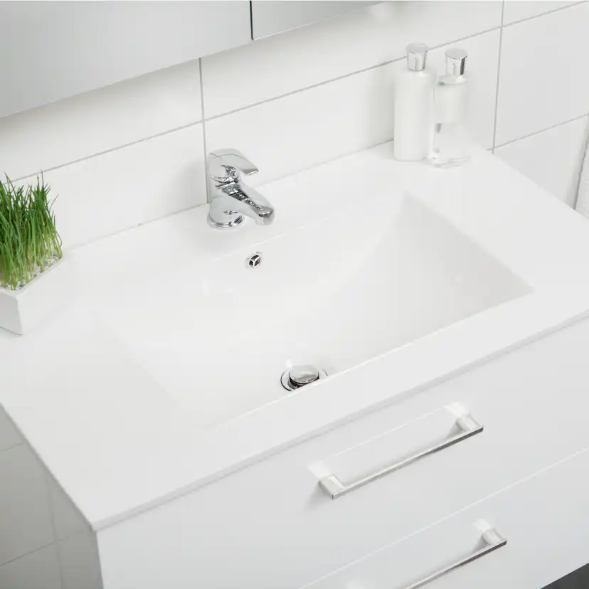 Möbelpaket 4AQUA Slim Vit 80 med Lådor och Spegel Luna LED