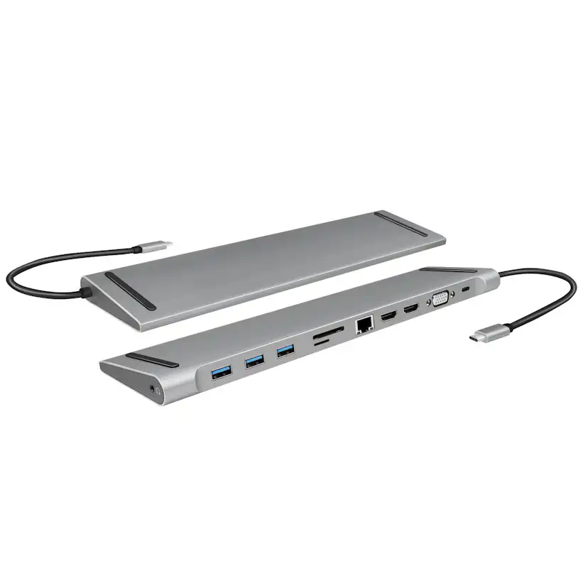 USB-C-docka LogiLink 11-i-1 HDMI/VGA/RJ45/USB-C 100W