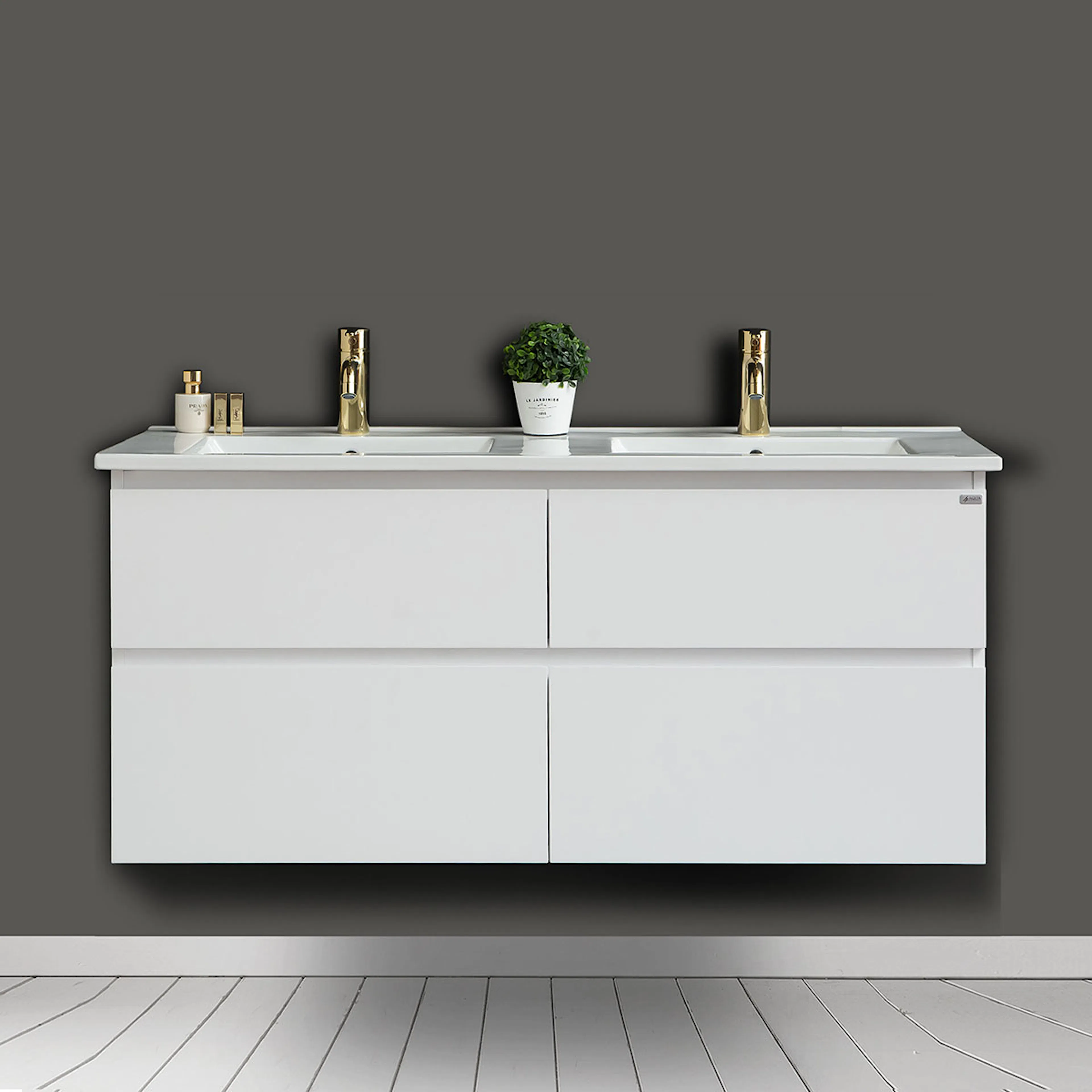 Tvättställsskåp 4AQUA Slim H Med 4 Lådor & Grepplist