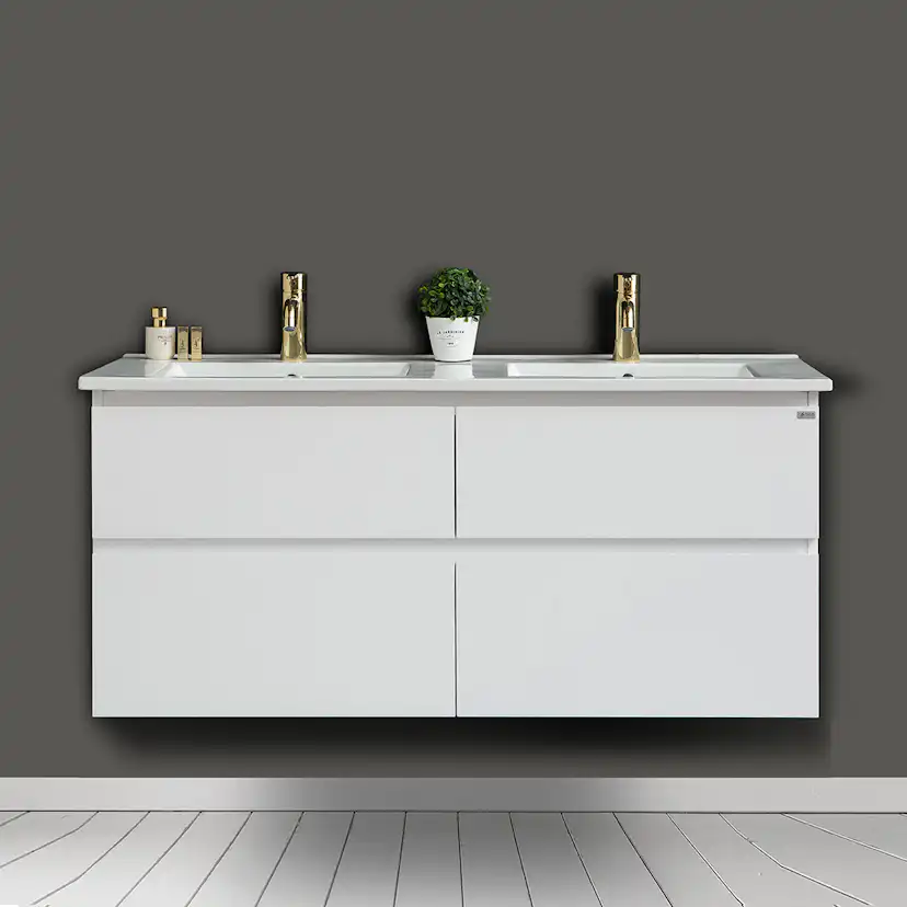 Tvättställsskåp 4AQUA Slim H Med 4 Lådor & Grepplist