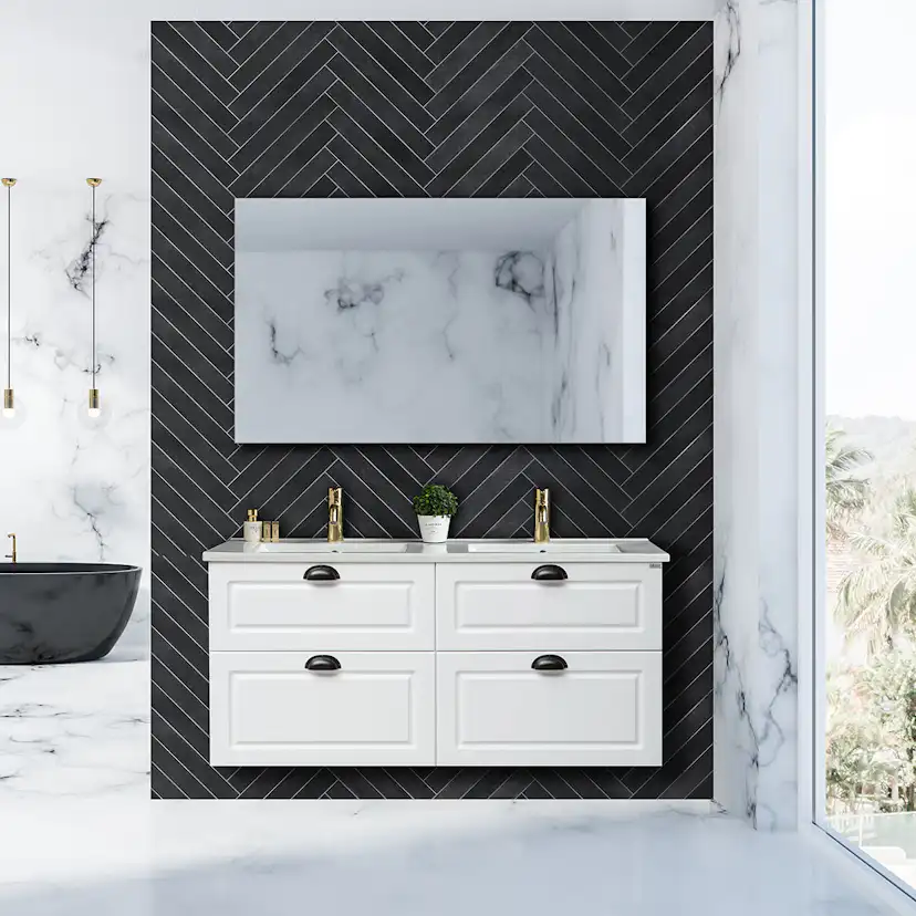 Tvättställsskåp 4AQUA Slim H Med 4 Lådor & Infräst Ram