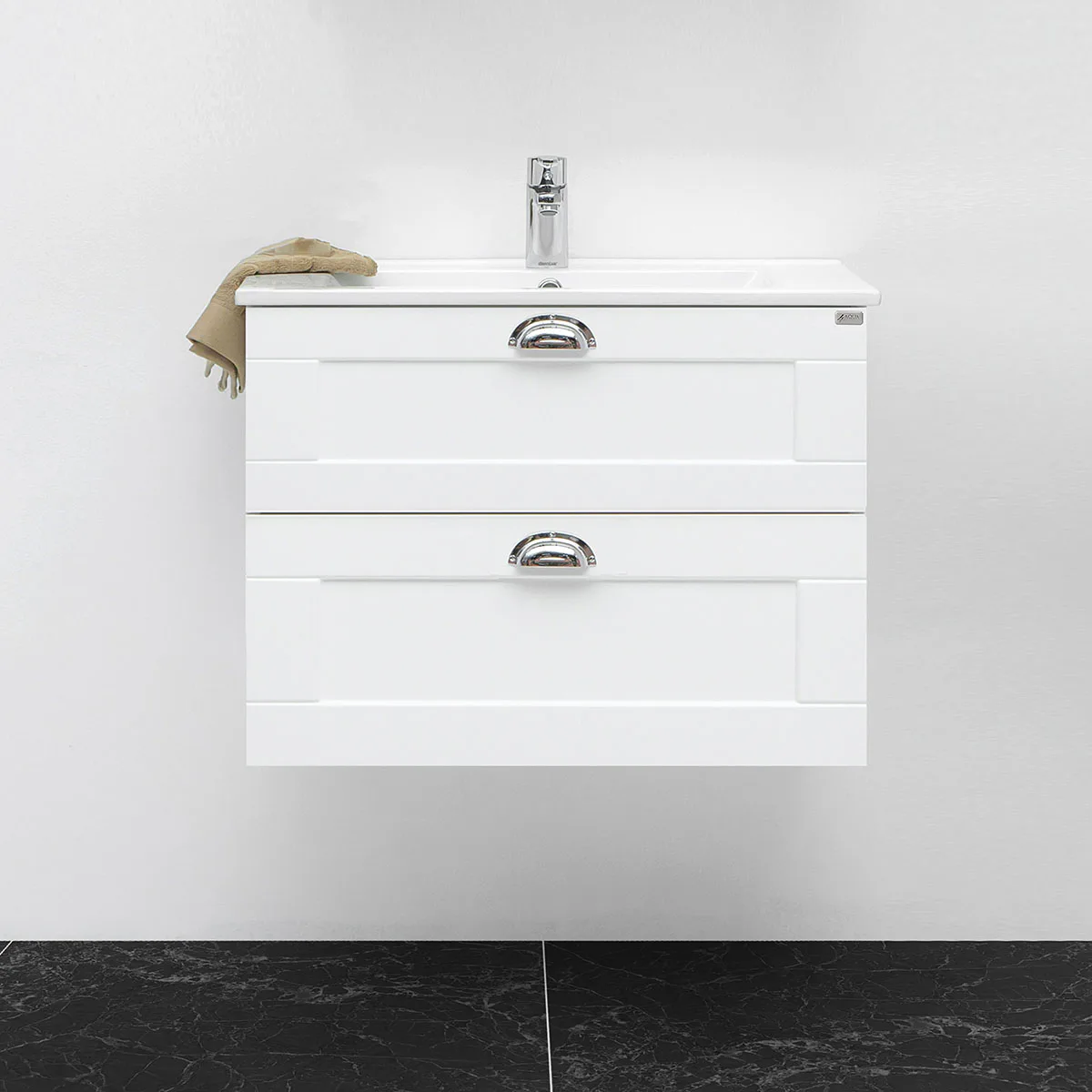 Tvättställsskåp 4AQUA Slim H Med 2 Lådor & Ramlucka